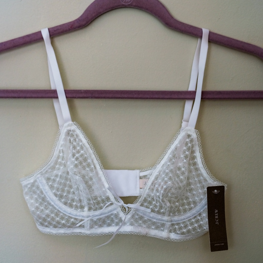 J. Crew Ivory Underwire Lace Longline Bralette